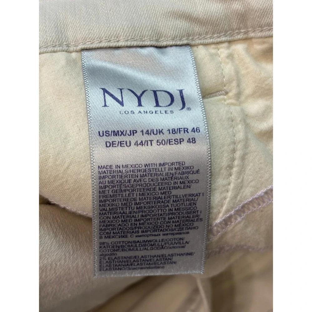 NYDJ Dayla Wide Cuff Capri Jeans‎ 14 Cream Mid-Rise Crop Stretch Womens